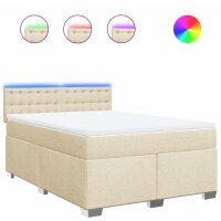 vidaXL Boxspringbett mit Matratze Creme 140x200 cm Stoff