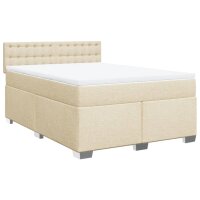 vidaXL Boxspringbett mit Matratze Creme 140x200 cm Stoff