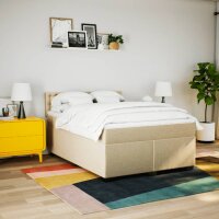 vidaXL Boxspringbett mit Matratze Creme 140x200 cm Stoff