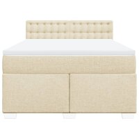 vidaXL Boxspringbett mit Matratze Creme 140x200 cm Stoff