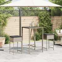 vidaXL Garten-Barhocker mit Kissen 2 Stk. Hellgrau Poly Rattan