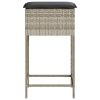 vidaXL Garten-Barhocker mit Kissen 2 Stk. Hellgrau Poly Rattan