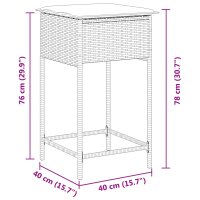 vidaXL Garten-Barhocker mit Kissen 2 Stk. Hellgrau Poly Rattan