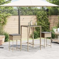 vidaXL Garten-Barhocker mit Kissen 2 Stk. Beige Poly Rattan