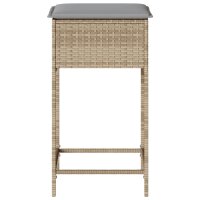 vidaXL Garten-Barhocker mit Kissen 2 Stk. Beige Poly Rattan