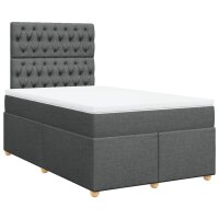 vidaXL Boxspringbett mit Matratze Dunkelgrau 120x190 cm Stoff