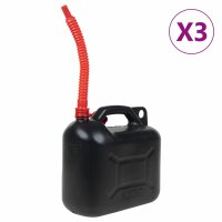 vidaXL Benzinkanister mit Flexiblem Ausgie&szlig;er 3 Stk. Schwarz 10 L