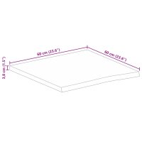 vidaXL Tischplatte 60x60x3,8 cm Baumkante Massivholz Raues Mangoholz