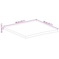 vidaXL Tischplatte 40x40x3,8 cm Baumkante Massivholz Raues Mangoholz