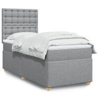 vidaXL Boxspringbett mit Matratze Hellgrau 100x200 cm Stoff