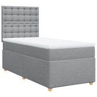 vidaXL Boxspringbett mit Matratze Hellgrau 100x200 cm Stoff