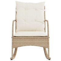 vidaXL Garten-Schaukelstuhl mit Kissen Beige Poly Rattan