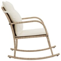 vidaXL Garten-Schaukelstuhl mit Kissen Beige Poly Rattan