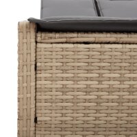 vidaXL Doppel-Sonnenliege mit Auflagen Beige Poly Rattan