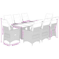 vidaXL 9-tlg. Garten-Bistro-Set mit Kissen Grau Poly Rattan