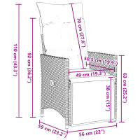 vidaXL 9-tlg. Garten-Bistro-Set mit Kissen Grau Poly Rattan