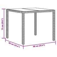 vidaXL 3-tlg. Garten-Bistro-Set mit Kissen Grau Poly Rattan