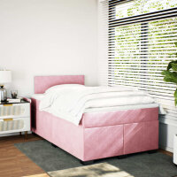 vidaXL Boxspringbett mit Matratze Rosa 120x200 cm Samt