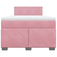 vidaXL Boxspringbett mit Matratze Rosa 120x200 cm Samt