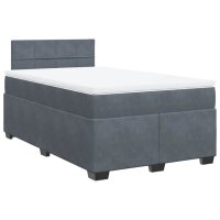 vidaXL Boxspringbett mit Matratze Dunkelgrau 120x200 cm Samt