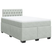 vidaXL Boxspringbett mit Matratze Hellgrau 120x200 cm Samt