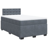 vidaXL Boxspringbett mit Matratze Dunkelgrau 120x200 cm Samt