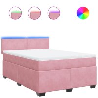 vidaXL Boxspringbett mit Matratze Rosa 140x190 cm Samt