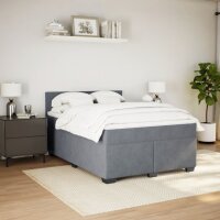 vidaXL Boxspringbett mit Matratze Dunkelgrau 140x190 cm Samt