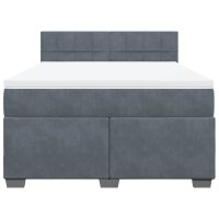 vidaXL Boxspringbett mit Matratze Dunkelgrau 140x190 cm Samt