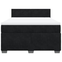 vidaXL Boxspringbett mit Matratze Schwarz 140x200 cm Samt