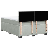 vidaXL Boxspringbett mit Matratze Hellgrau 140x200 cm Samt