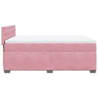 vidaXL Boxspringbett mit Matratze Rosa 140x200 cm Samt