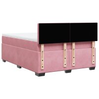 vidaXL Boxspringbett mit Matratze Rosa 140x200 cm Samt