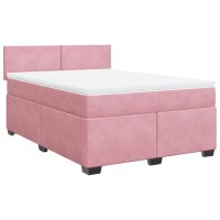 vidaXL Boxspringbett mit Matratze Rosa 160x200 cm Samt