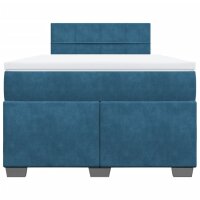 vidaXL Boxspringbett mit Matratze Blau 120x190 cm Samt