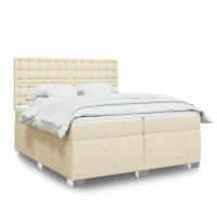 vidaXL Boxspringbett mit Matratze Creme 200x200 cm Stoff