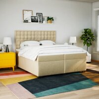 vidaXL Boxspringbett mit Matratze Creme 200x200 cm Stoff