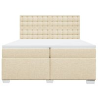 vidaXL Boxspringbett mit Matratze Creme 200x200 cm Stoff