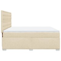 vidaXL Boxspringbett mit Matratze Creme 200x200 cm Stoff