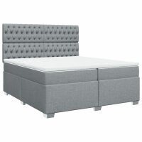 vidaXL Boxspringbett mit Matratze Hellgrau 200x200 cm Stoff