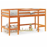 vidaXL Kinderhochbett mit Leiter Wachsbraun 90x190cm Massivholz Kiefer