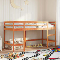 vidaXL Kinderhochbett mit Leiter Wachsbraun 90x190cm Massivholz Kiefer