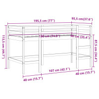 vidaXL Kinderhochbett mit Leiter Wachsbraun 90x190cm Massivholz Kiefer