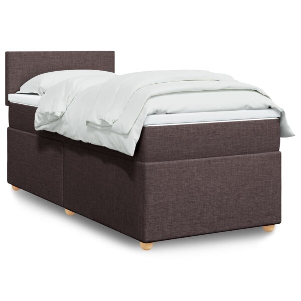 vidaXL Boxspringbett mit Matratze Dunkelbraun 90x200 cm Stoff