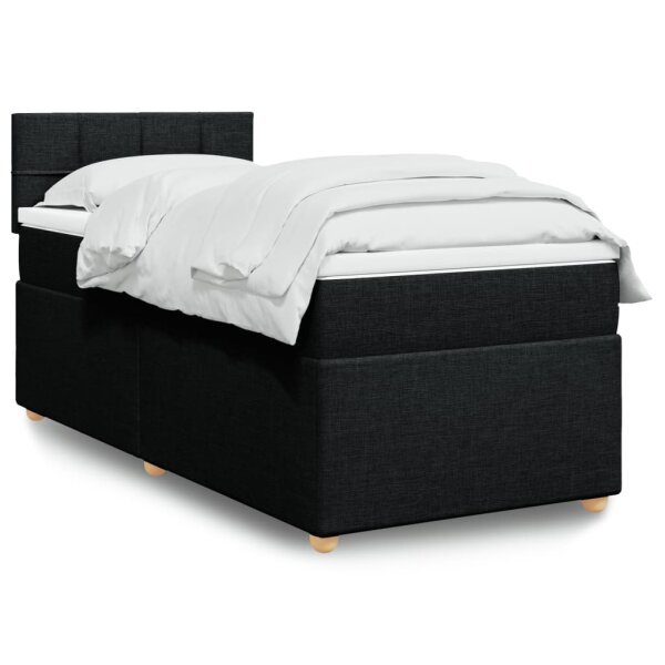 vidaXL Boxspringbett mit Matratze Schwarz 90x200 cm Stoff