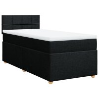 vidaXL Boxspringbett mit Matratze Schwarz 90x200 cm Stoff