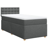 vidaXL Boxspringbett mit Matratze Dunkelgrau 90x200 cm Stoff