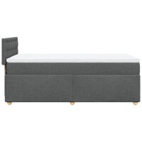 vidaXL Boxspringbett mit Matratze Dunkelgrau 90x200 cm Stoff