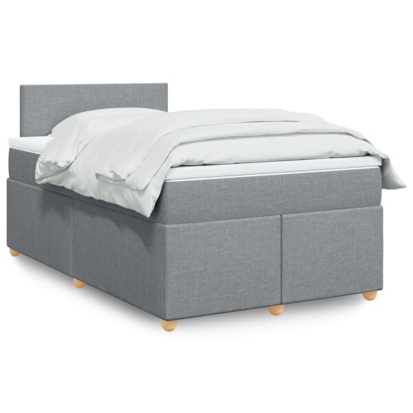 vidaXL Boxspringbett mit Matratze Hellgrau 120x200 cm Stoff