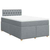 vidaXL Boxspringbett mit Matratze Hellgrau 120x200 cm Stoff